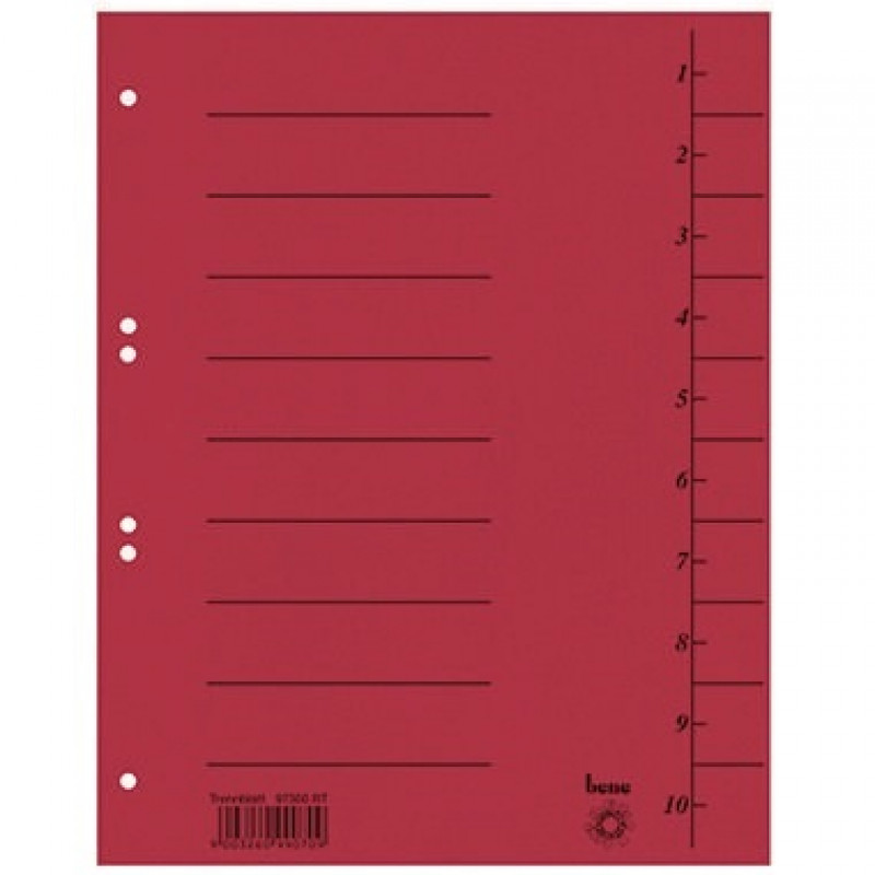 Bene Trennblatt 97300RT DIN A4 Karton rot Bene Trennblatt 97300RT DIN A4 Karton rot
