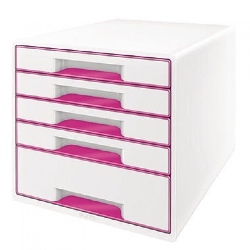 Leitz Schubladenbox WOW CUBE 52141023 5Schubfächer weiß/pink