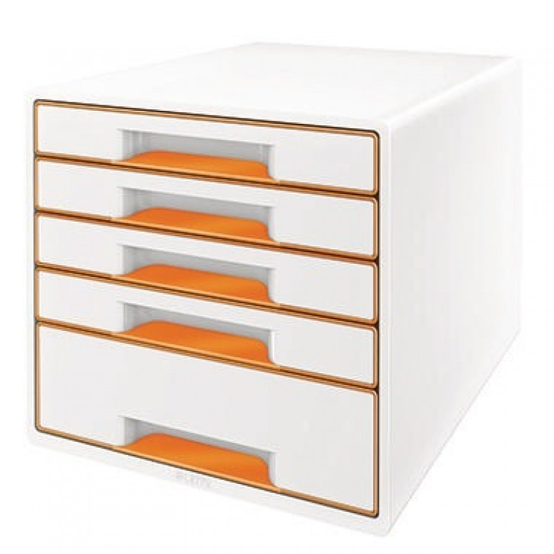 Leitz Schubladenbox WOW CUBE 52141044 5Schubfächer weiß/orange