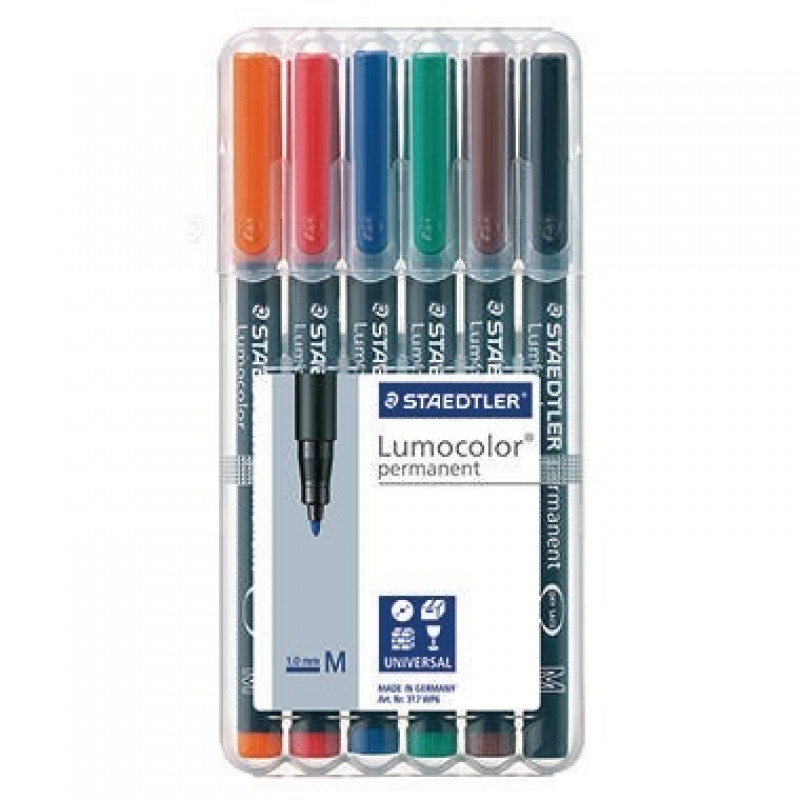 STAEDTLER Folienschreiber Lumocolor 317 WP6 1mm sortiert 6 St./Pack. STAEDTLER Folienschreiber Lumocolor 317 WP6 1mm sortiert 6 St./Pack.