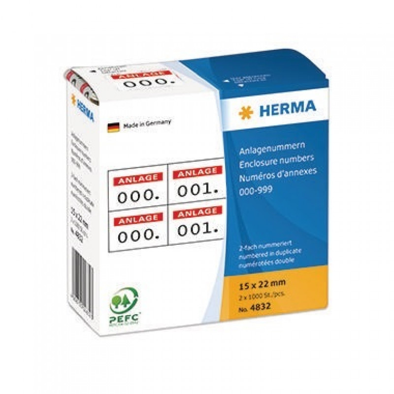 HERMA Nummern Etikett 4832 15x22mm rot 1.000 St./Pack. HERMA Nummern Etikett 4832 15x22mm rot 1.000 St./Pack.