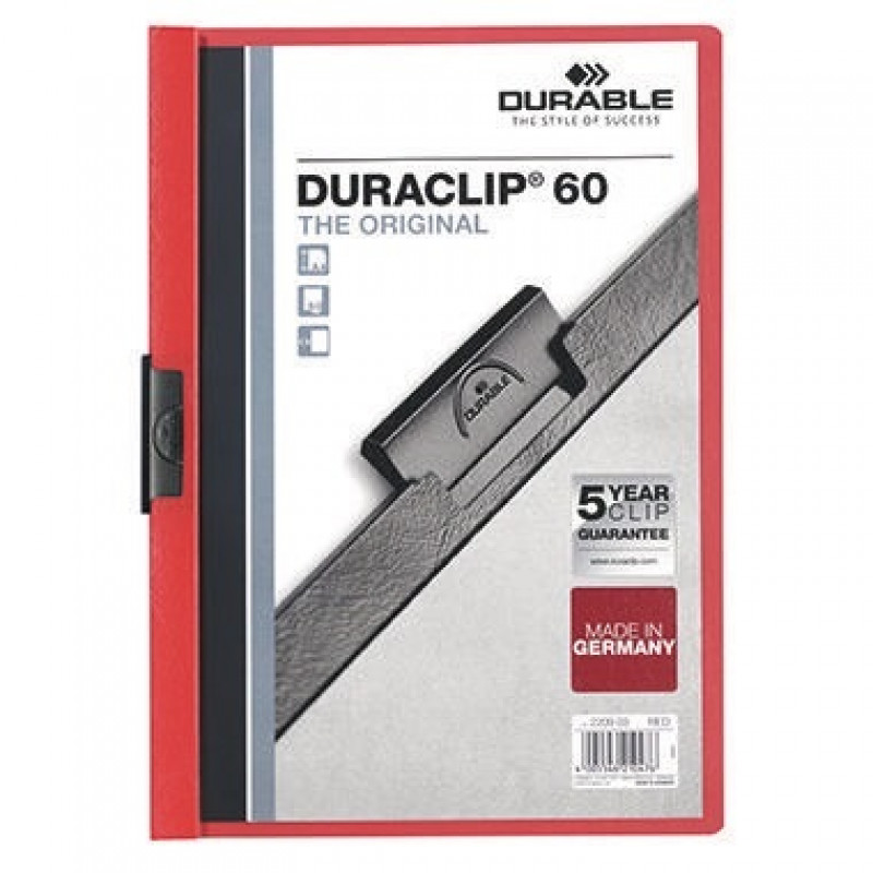 DURABLE Klemmmappe DURACLIP 60 220903 DIN A4 Hartfolie rot DURABLE Klemmmappe DURACLIP 60 220903 DIN A4 Hartfolie rot