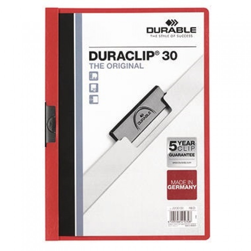 DURABLE Klemmmappe DURACLIP 30 220003 DIN A4 Polyethylen rot DURABLE Klemmmappe DURACLIP 30 220003 DIN A4 Polyethylen rot