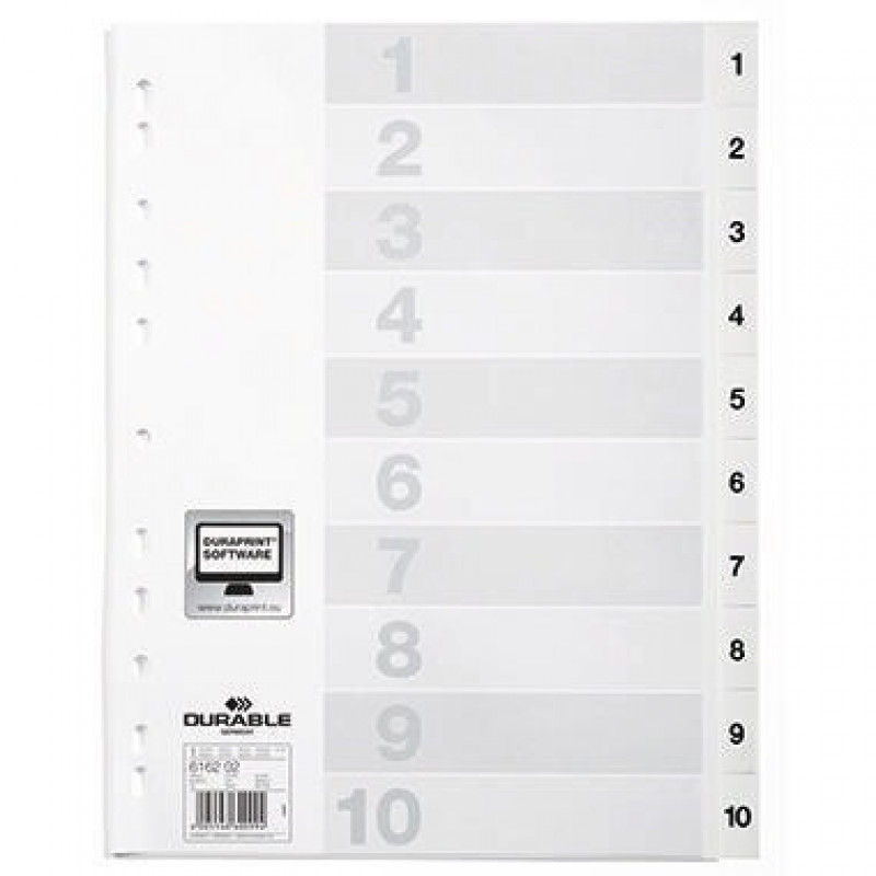 DURABLE Register 616202 DIN A4 1-10 geprägte Taben ws