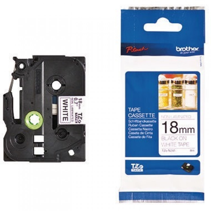 P-touch Schriftbandkassette TZEN241 18mmx8m unlaminiert sw auf ws P-touch Schriftbandkassette TZEN241 18mmx8m unlaminiert sw auf ws