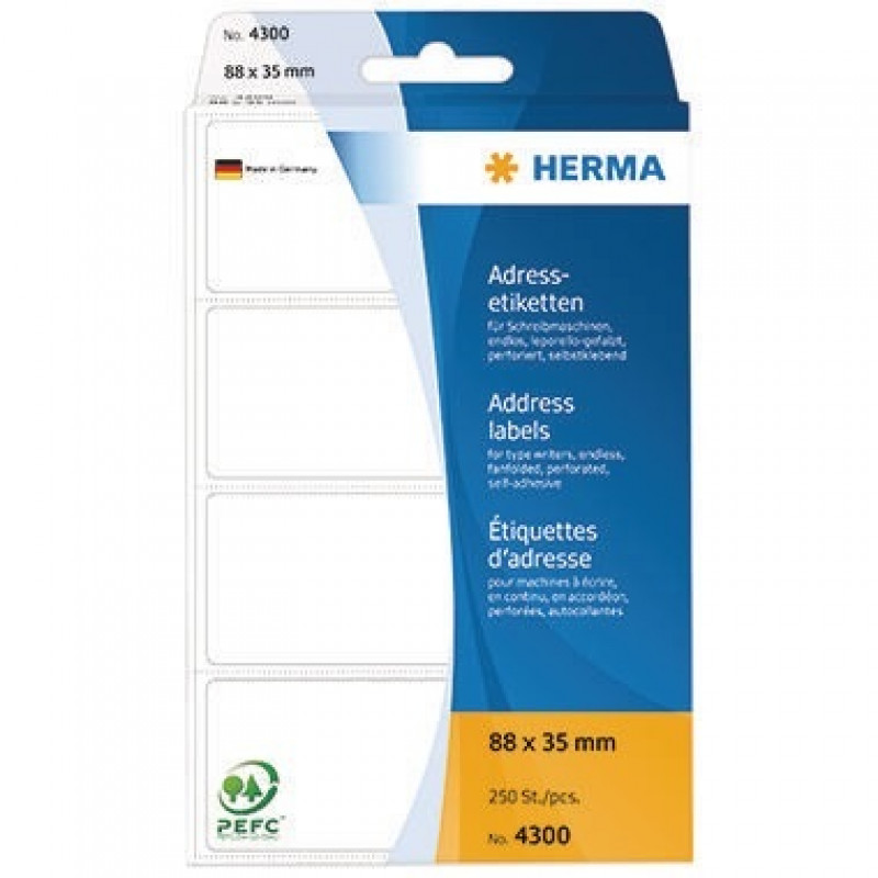 HERMA Adressetikett 4300 88x35mm weiß 250 St./Pack. HERMA Adressetikett 4300 88x35mm weiß 250 St./Pack.