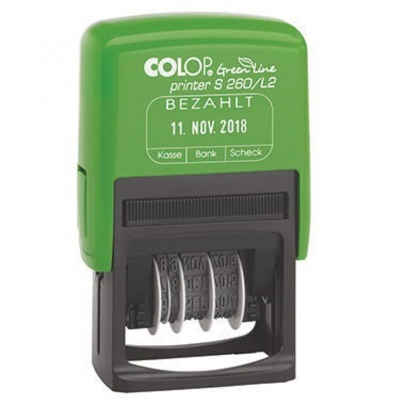 COLOP Datumsstempel Printer S260 L2 Green Line Bezahlt 127788 COLOP Datumsstempel Printer S260 L2 Green Line Bezahlt 127788