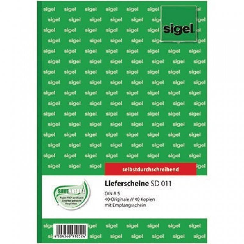 Sigel Lieferschein SD11 DIN A5 selbstdurchschreibend 2x40Blatt Sigel Lieferschein SD11 DIN A5 selbstdurchschreibend 2x40Blatt