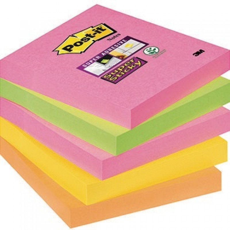 Post-it Haftnotiz Super Sticky Neon Notes 654S-N 76x76mm 5 St./Pack. Post-it Haftnotiz Super Sticky Neon Notes 654S-N 76x76mm 5 St./Pack.