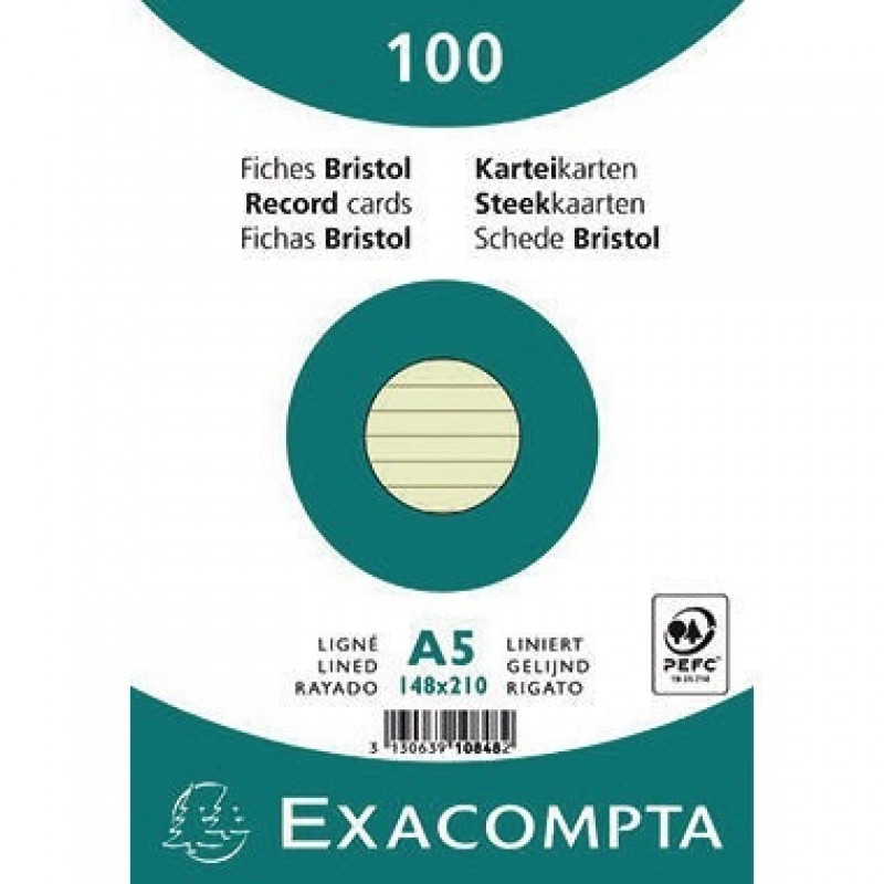Exacompta Karteikarte 10848SE DIN A5 liniert grün 100 St./Pack. Exacompta Karteikarte 10848SE DIN A5 liniert grün 100 St./Pack.
