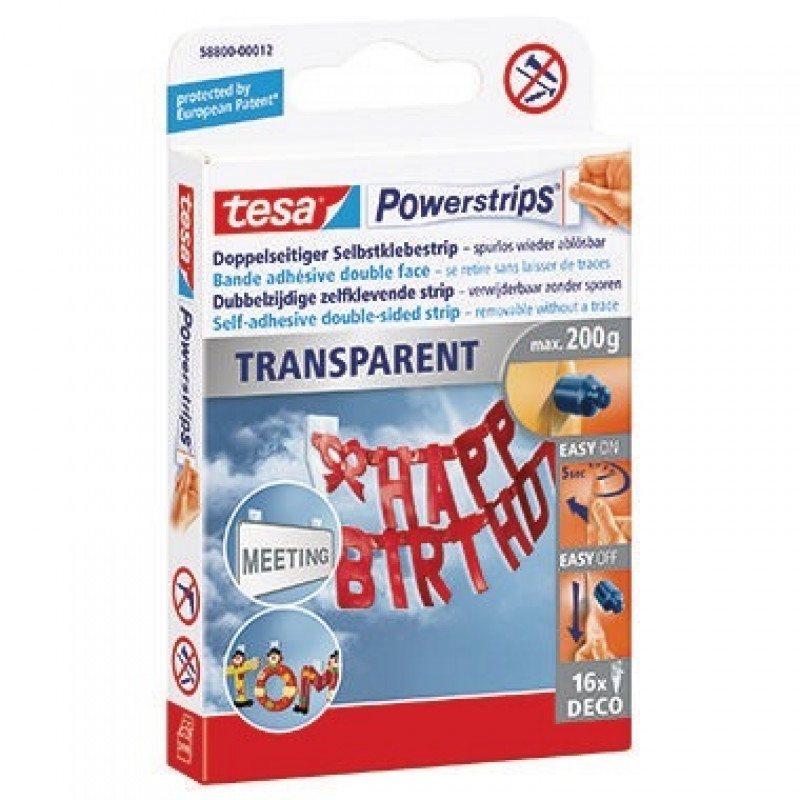 tesa Klebestücke Powerstrips Deco 58800-00012 14,5x42mm 16 St./Pack.