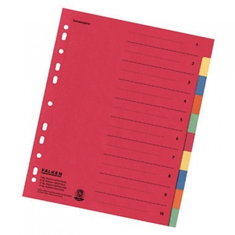 Falken Register 80086390 DIN A4 10teilig Manilakarton farbig Falken Register 80086390 DIN A4 10teilig Manilakarton farbig