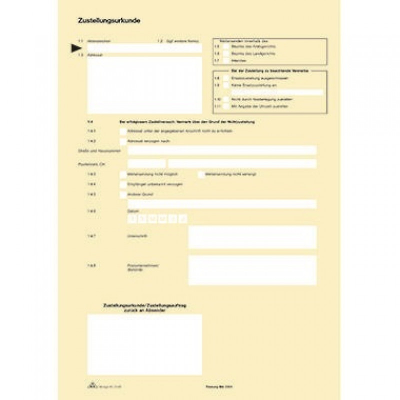 RNK Zustellungsurkunde 2046 DIN A4 2Seiten 80g RNK Zustellungsurkunde 2046 DIN A4 2Seiten 80g