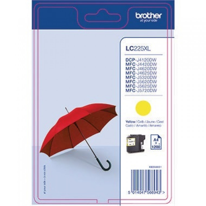 Brother Tintenpatrone LC225XLY 1.200Seiten gelb Brother Tintenpatrone LC225XLY 1.200Seiten gelb