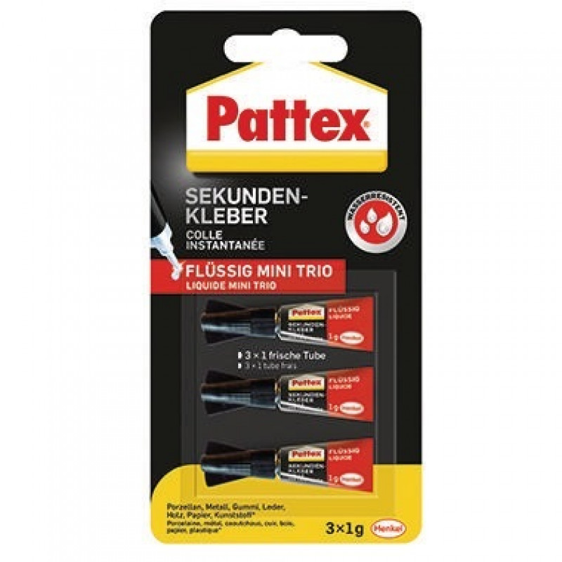 Pattex Sekundenkleber Mini Trio PSMT2 Tube 1g 3 St./Pack. Pattex Sekundenkleber Mini Trio PSMT2 Tube 1g 3 St./Pack.