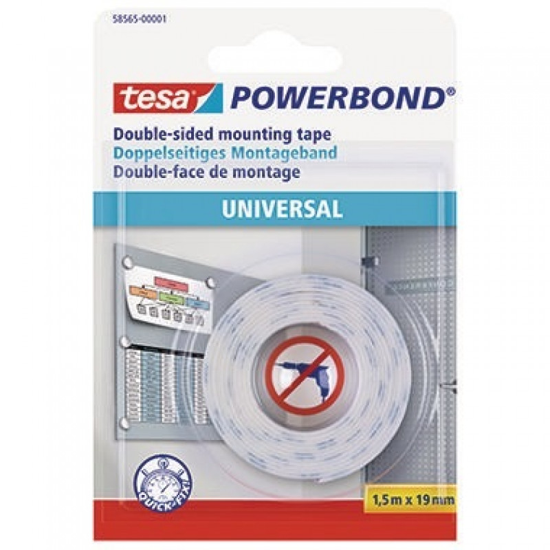 tesa Montageklebeband Universal 58565-1-0 19mmx1,5m weiß tesa Montageklebeband Universal 58565-1-0 19mmx1,5m weiß