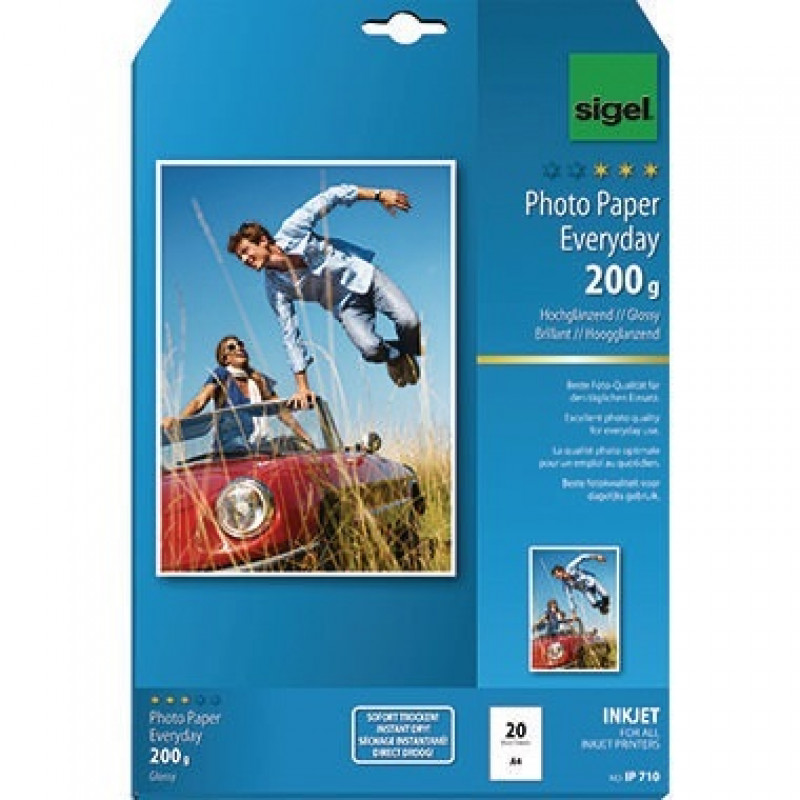 Sigel Fotopapier Everyday-plus IP710 DIN A4 200g weiß 20 Bl./Pack. Sigel Fotopapier Everyday-plus IP710 DIN A4 200g weiß 20 Bl./Pack.