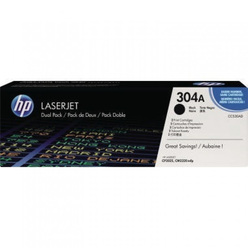 HP Toner CC530AD 304A 3.500Seiten schwarz 2 St./Pack.