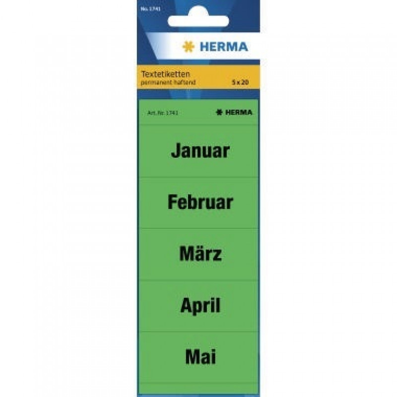 HERMA Ordneretikett Monate 1741 60x26mm grün 100 St./Pack. HERMA Ordneretikett Monate 1741 60x26mm grün 100 St./Pack.
