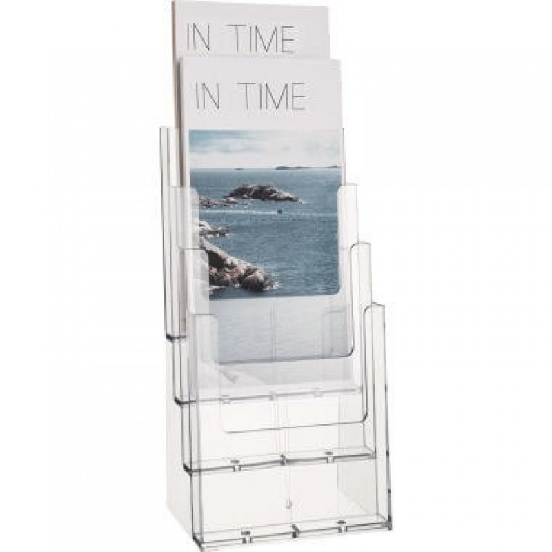 helit Prospekthalter H2352002 1/3 DIN A4 4Fächer PS glasklar helit Prospekthalter H2352002 1/3 DIN A4 4Fächer PS glasklar