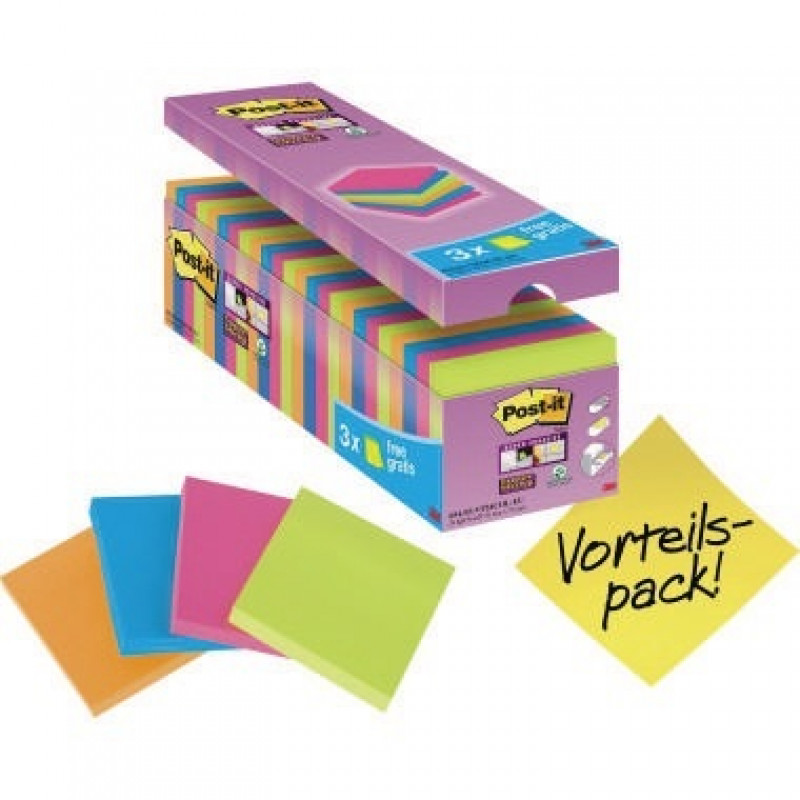 Post-it Haftnotiz Super Sticky 654SE24P 76x76mm sort. 24 St./Pack. Post-it Haftnotiz Super Sticky 654SE24P 76x76mm sort. 24 St./Pack.
