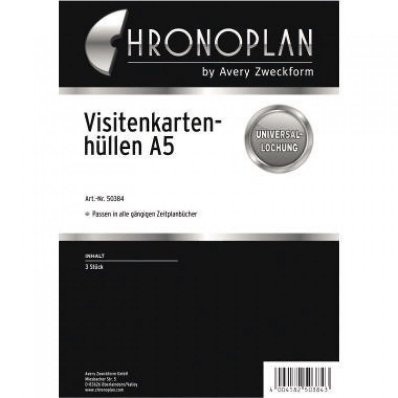 Chronoplan Visitenkartenhülle 50384 150x210mm transparent 3 St./Pack. Chronoplan Visitenkartenhülle 50384 150x210mm transparent 3 St./Pack.