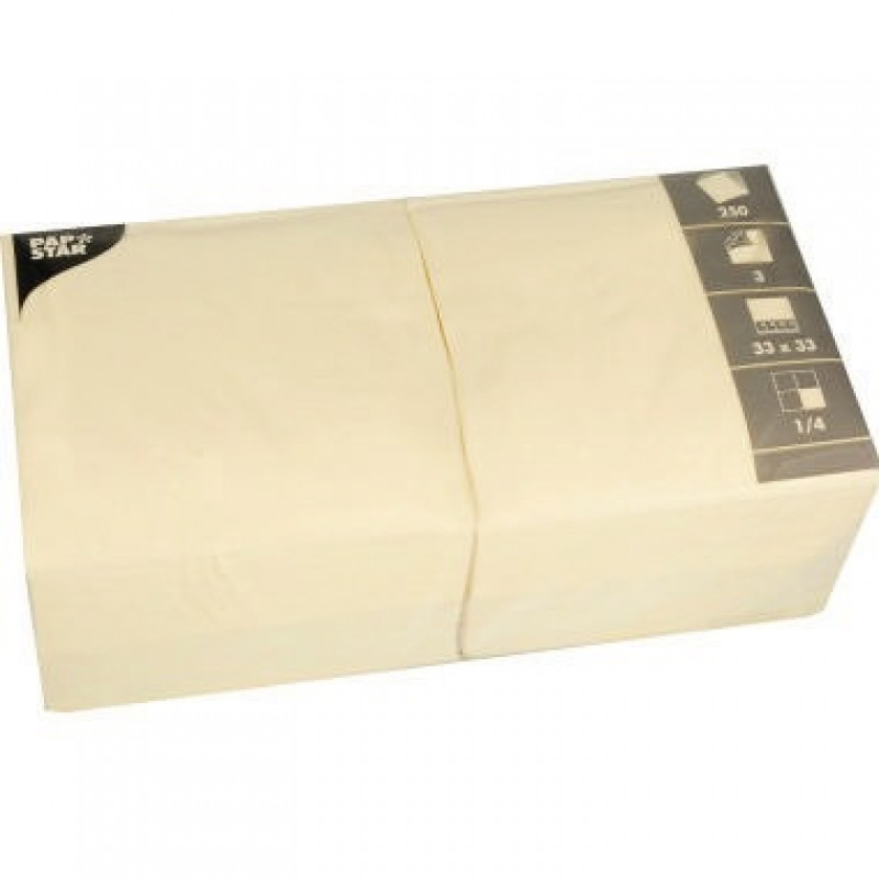 PAPSTAR Serviette 12478 33x33cm 3lagig creme 250 St./Pack. PAPSTAR Serviette 12478 33x33cm 3lagig creme 250 St./Pack.