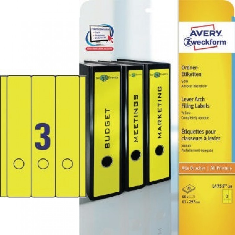 Avery Zweckform Ordneretikett L4755-20 lang/breit ge 60 St./Pack. Avery Zweckform Ordneretikett L4755-20 lang/breit ge 60 St./Pack.