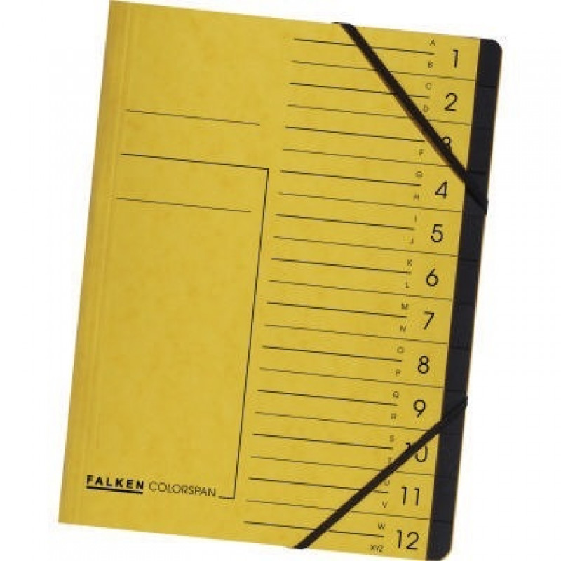 Falken Ordnungsmappe 11288222 DIN A4 12Fächer Karton gelb Falken Ordnungsmappe 11288222 DIN A4 12Fächer Karton gelb