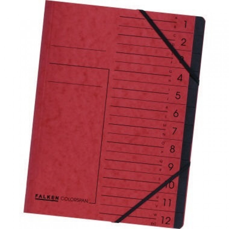 Falken Ordnungsmappe 11288107 DIN A4 12Fächer Karton rot Falken Ordnungsmappe 11288107 DIN A4 12Fächer Karton rot