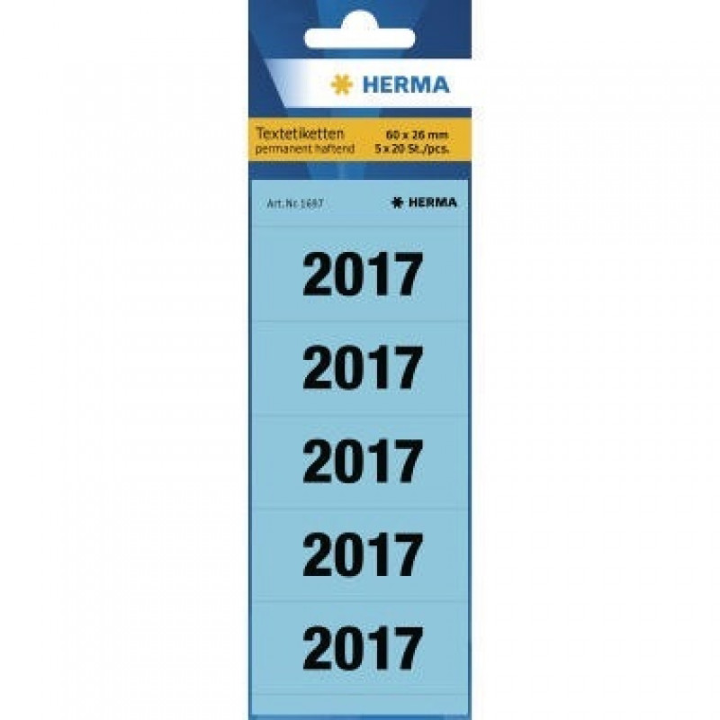 HERMA Ordneretikett 2017 1697 60x26mm blau 100 St./Pack. HERMA Ordneretikett 2017 1697 60x26mm blau 100 St./Pack.