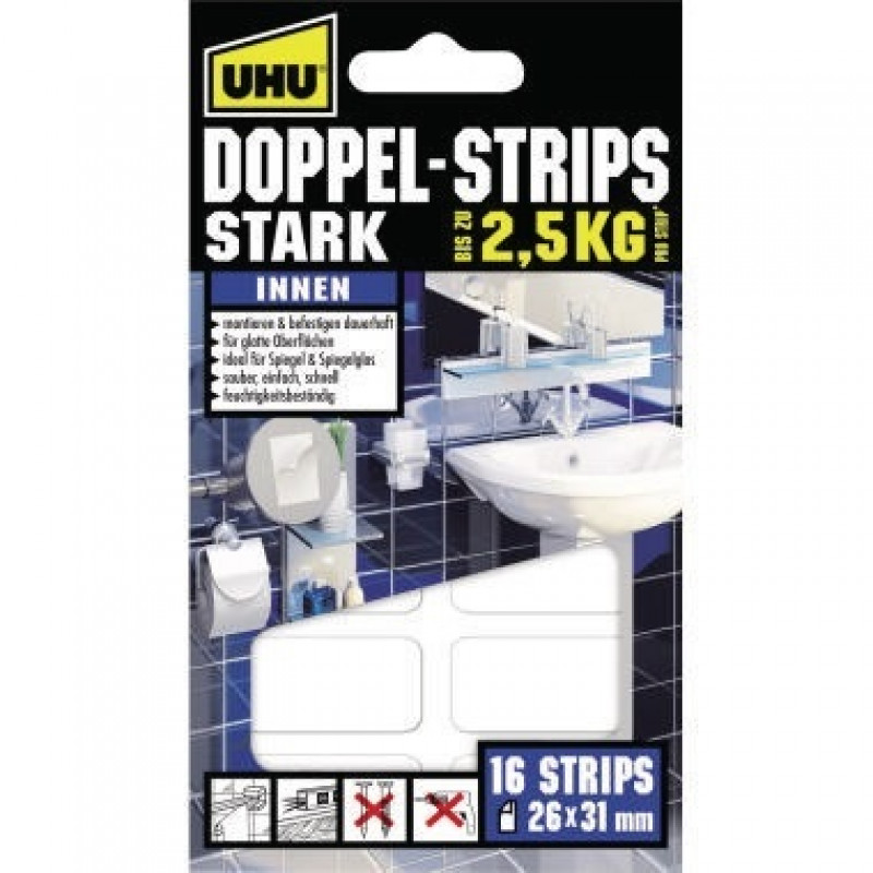 UHU Doppelstrips 45380 stark 16 St./Pack UHU Doppelstrips 45380 stark 16 St./Pack