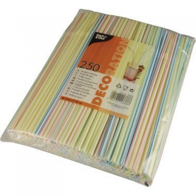 PAPSTAR Trinkhalm Streifen 16666 flexibel 24cm 250St./Pack.