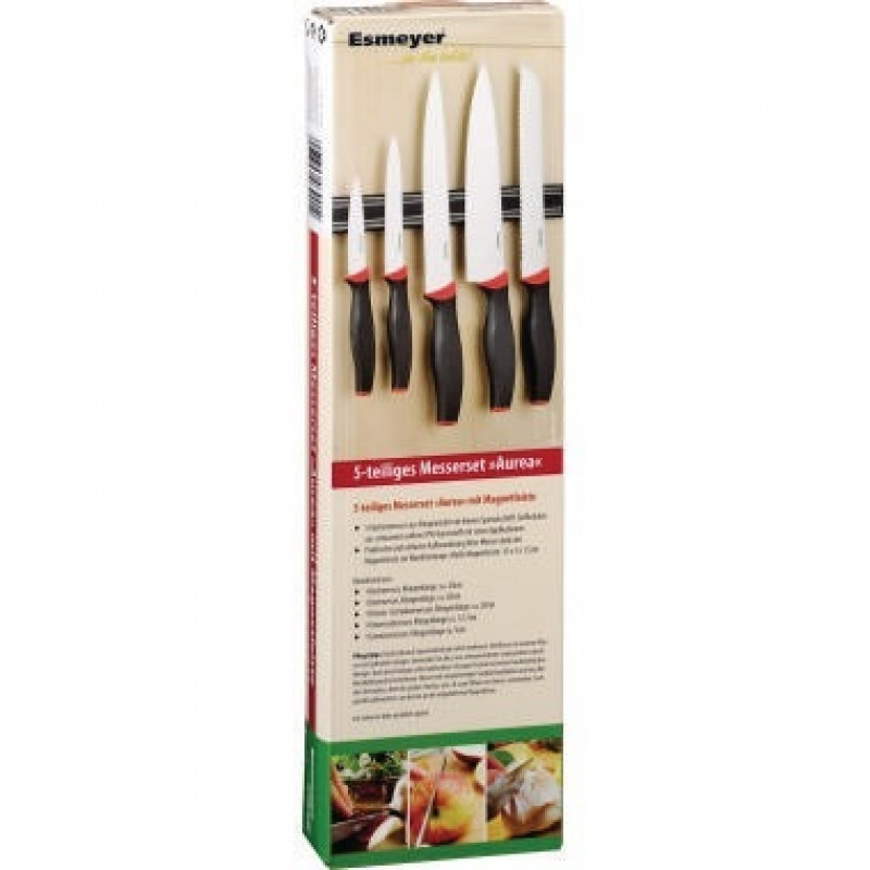 Esmeyer Messerset AUREA 291-423 5teilig Magnetleiste schwarz/rot Esmeyer Messerset AUREA 291-423 5teilig Magnetleiste schwarz/rot