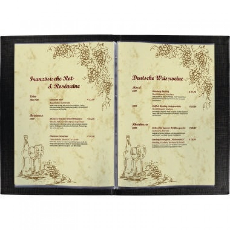 Sigel Speisekartenmappe SM131 DIN A4 8S. Buchschrauben Prägung sw Sigel Speisekartenmappe SM131 DIN A4 8S. Buchschrauben Prägung sw