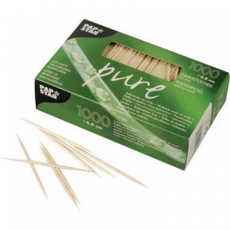 PAPSTAR Zahnstocher Pure 12735 6,8cm braun 1.000St./Pack. PAPSTAR Zahnstocher Pure 12735 6,8cm braun 1.000St./Pack.