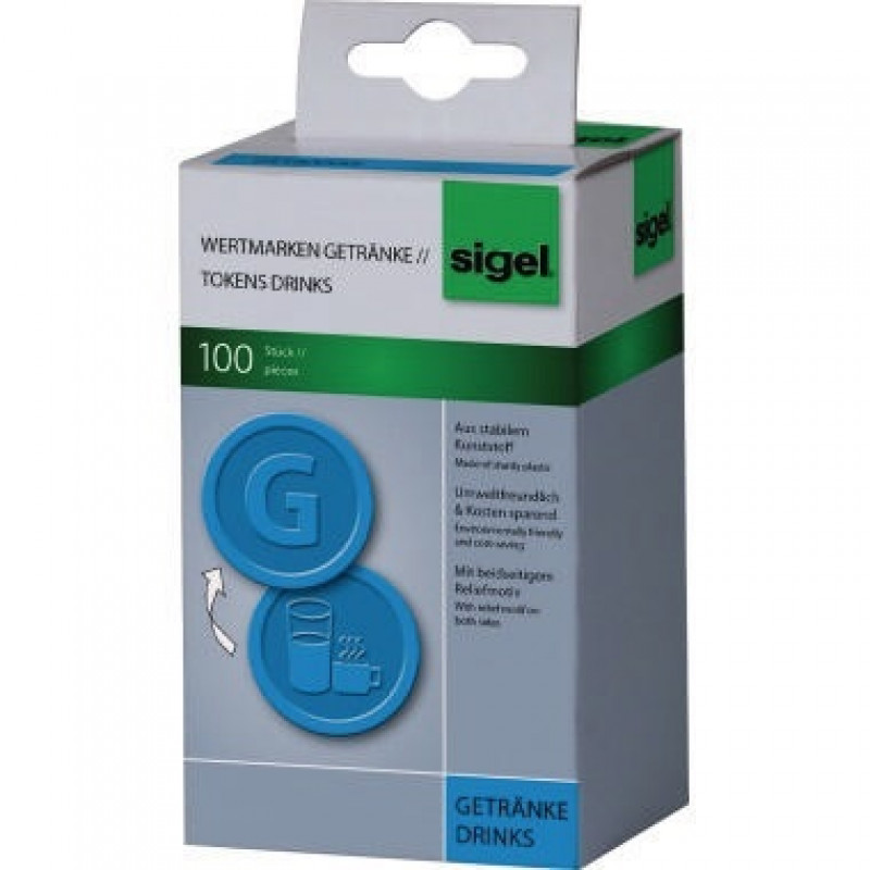 Sigel Wertmarke Getränke WM007 25mm Kunststoff blau 100 St.Pack. Sigel Wertmarke Getränke WM007 25mm Kunststoff blau 100 St.Pack.