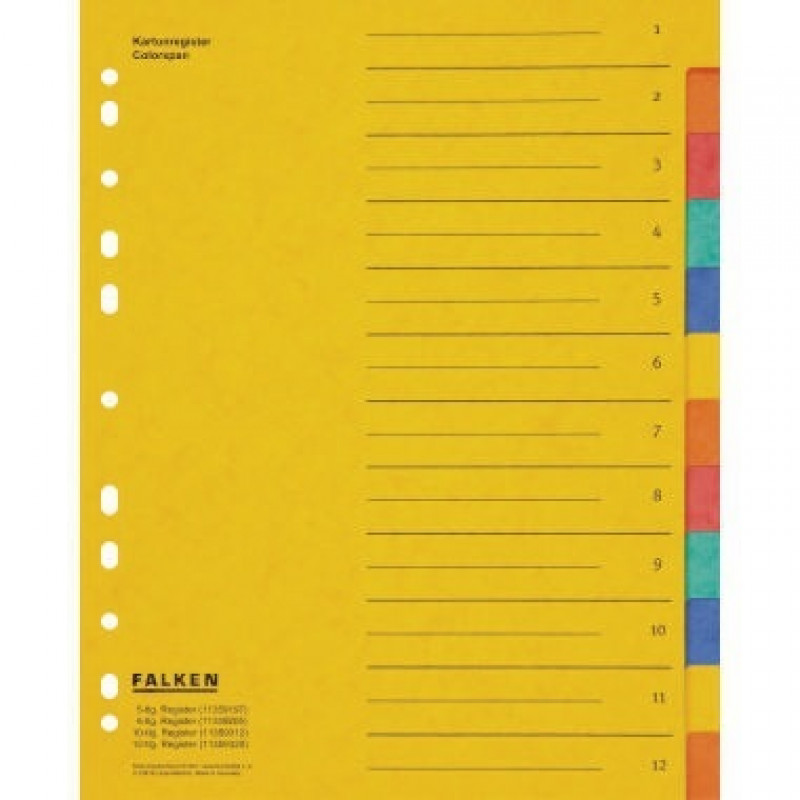Falken Register 11359320 DIN A4 12teilig Colorspankarton farbig Falken Register 11359320 DIN A4 12teilig Colorspankarton farbig
