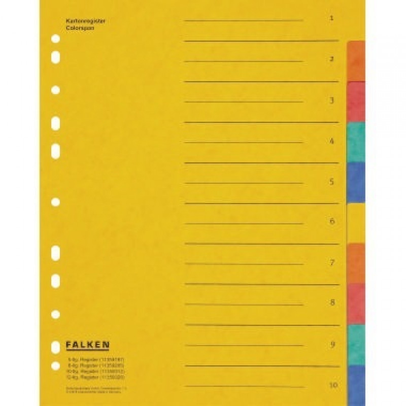 Falken Register 11359312 DIN A4 10teilig Colorspankarton farbig Falken Register 11359312 DIN A4 10teilig Colorspankarton farbig