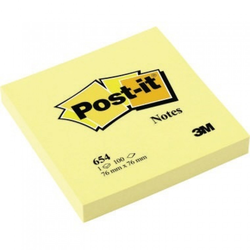 Post-it Haftnotiz Notes 654 76x76mm 100Blatt gelb Post-it Haftnotiz Notes 654 76x76mm 100Blatt gelb