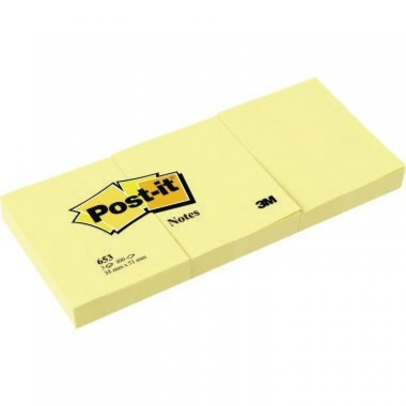 Post-it Haftnotiz Notes 653 51x38 mm gelb 3 St./Pack. Post-it Haftnotiz Notes 653 51x38 mm gelb 3 St./Pack.