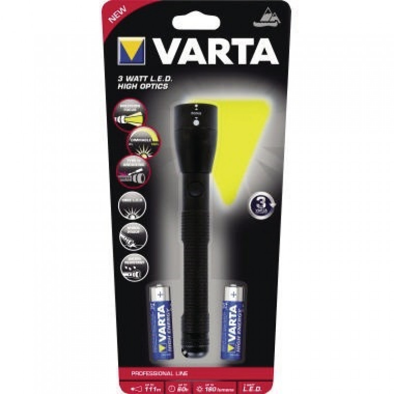 Varta Taschenlampe High Optics 18811101421 LED 3W 2AA sw Varta Taschenlampe High Optics 18811101421 LED 3W 2AA sw