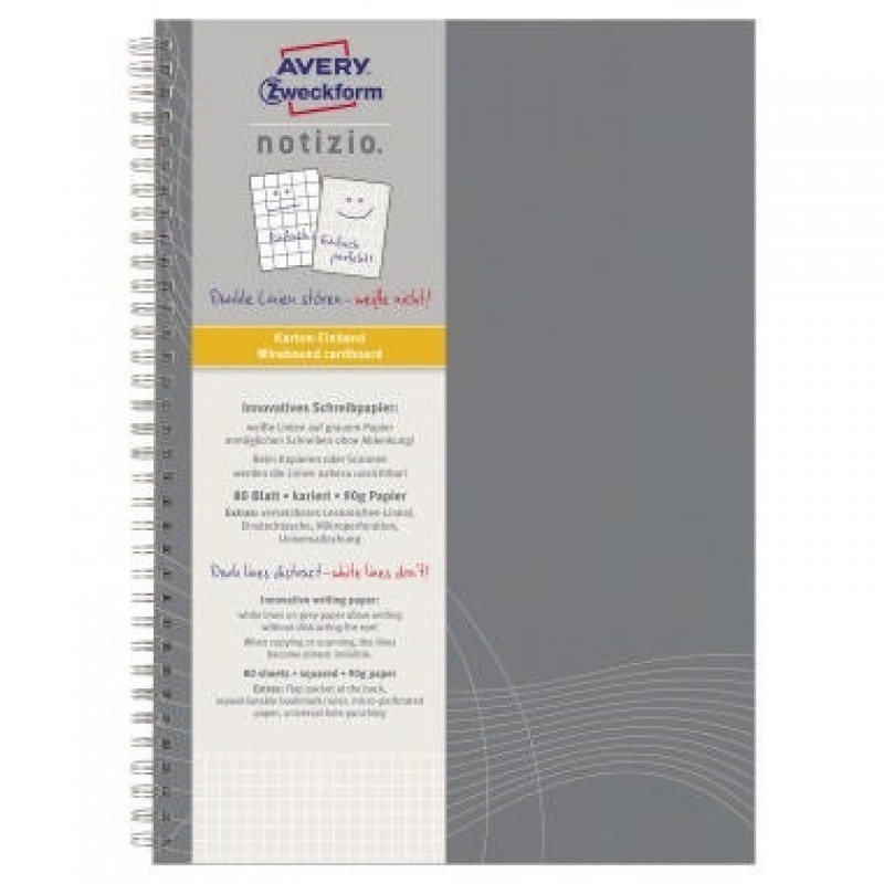 Avery Zweckform Collegeblock 7013 DIN A4 kariert 90g 80Blatt grau Avery Zweckform Collegeblock 7013 DIN A4 kariert 90g 80Blatt grau