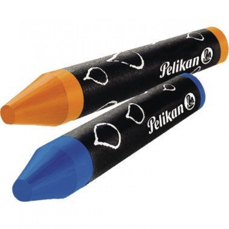 Pelikan Wachsmalstifte im Etui blau 8farbig mit runder Spitze+Schaber