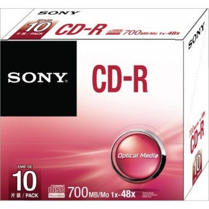 Sony CD-R 10CDQ80SS 48x 700MB 80Min. Slimcase 10 St./Pack. Sony CD-R 10CDQ80SS 48x 700MB 80Min. Slimcase 10 St./Pack.