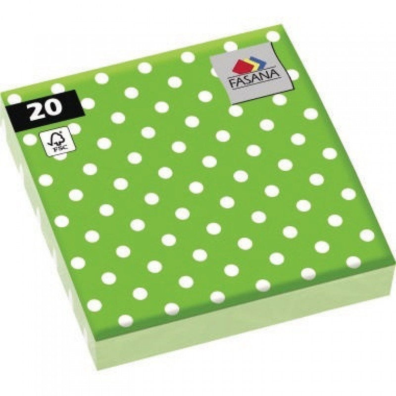 FASANA Serviette 212942 33x33cm 3lagig Punkte grün 20 St./Pack. FASANA Serviette 212942 33x33cm 3lagig Punkte grün 20 St./Pack.