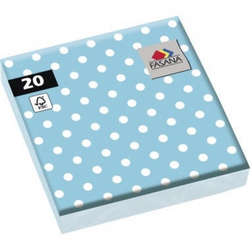 FASANA Serviette 212950 33x33cm 3lagig Punkte hellblau 20 St./Pack. FASANA Serviette 212950 33x33cm 3lagig Punkte hellblau 20 St./Pack.