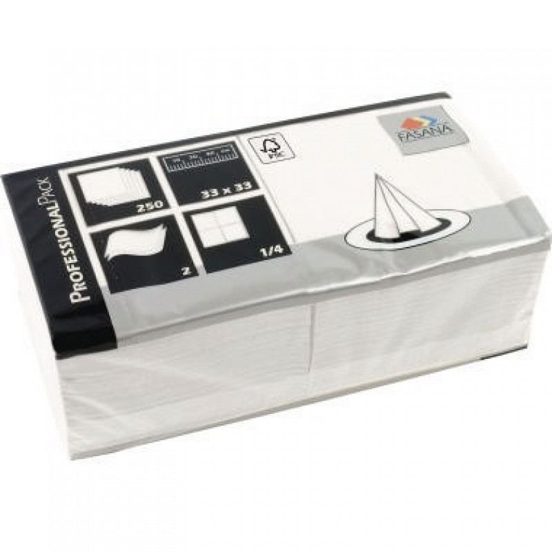 FASANA Servietten 217652 33x33cm 2-lagig 1/4 Falz weiß 250 St./Pack. FASANA Servietten 217652 33x33cm 2-lagig 1/4 Falz weiß 250 St./Pack.