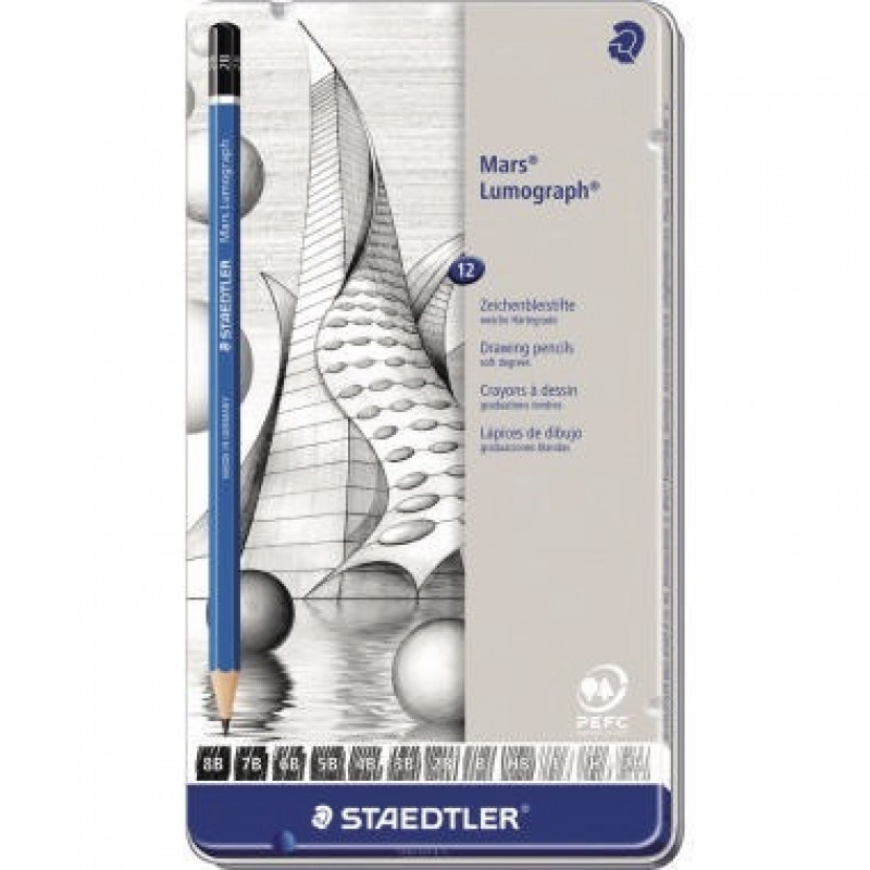 STAEDTLER Bleistift Mars Lumograph 100 G12 S PEFC sort. 12 St./Pack. STAEDTLER Bleistift Mars Lumograph 100 G12 S PEFC sort. 12 St./Pack.