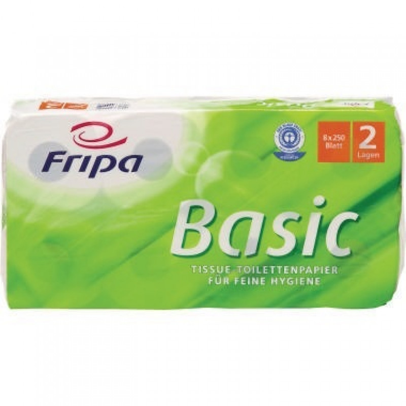 fripa Toilettenpapier Basic 1510805 2-lagig 250Bl. weiß 8 Rl./Pack. fripa Toilettenpapier Basic 1510805 2-lagig 250Bl. weiß 8 Rl./Pack.